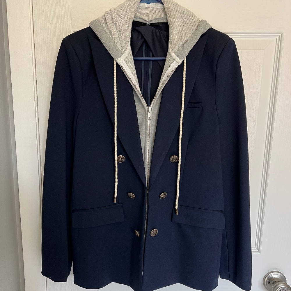 Evereve - Jamison Navy Blazer with Detachable Hoodie